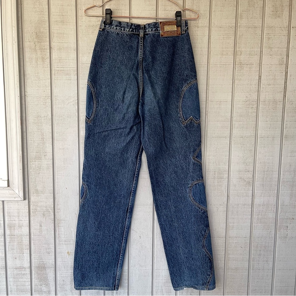 ✨ Vintage Lawman Western Jeans High Rise Tapered Dark Wash 26 - Picture 9 of 9